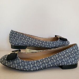 Tory Burch Blue and Black Patterned Flats